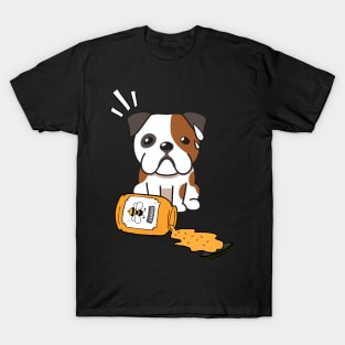 Naughty bulldog spilled a jar of honey T-Shirt